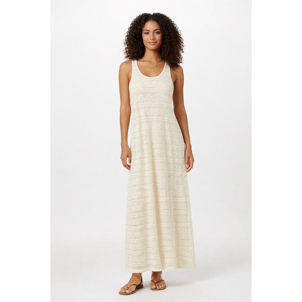 Vintage Cynthia Rowley Off White Sheer Lace Dress Large - Picture 1 of 4